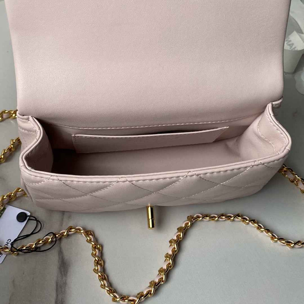 Chanel flap bag with top handle AS4848 Light Pink Lambskin