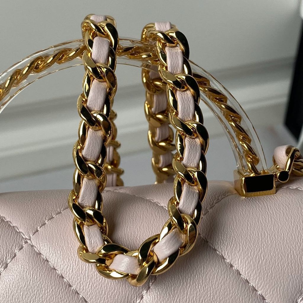 Chanel flap bag with top handle AS4848 Light Pink Lambskin