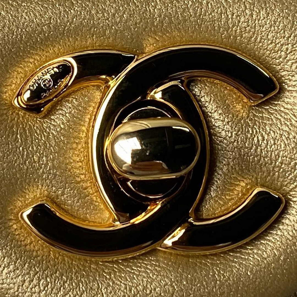 Chanel flap bag with top handle AS4848 Gold Lambskin