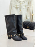 Chanel High boots - Lambskin & grosgrain, G46677 black - Default Title - View 1