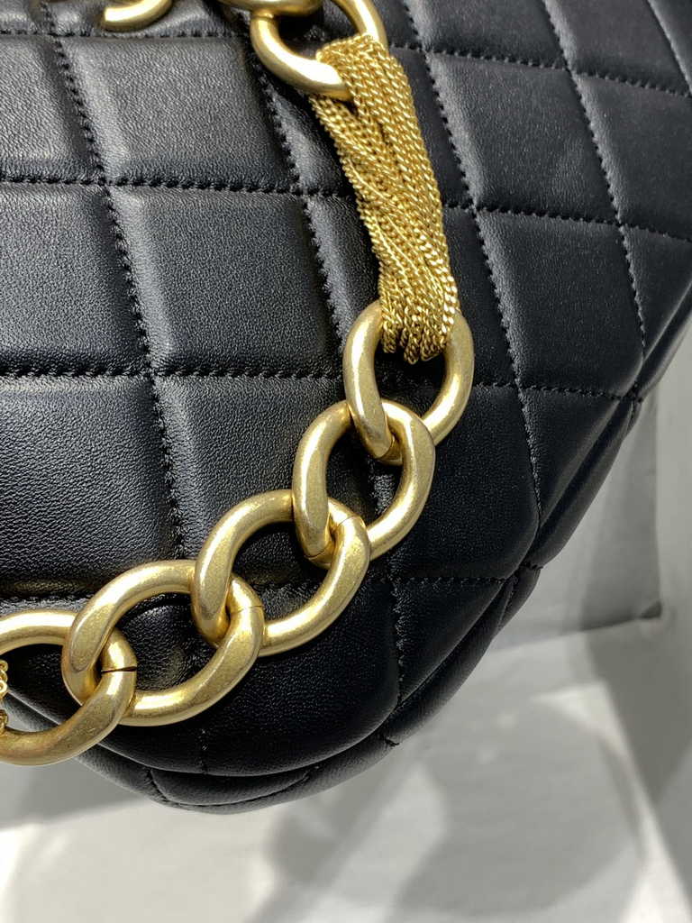 Chanel Hobo handbag Lambskin gold-tone metal black AS4220