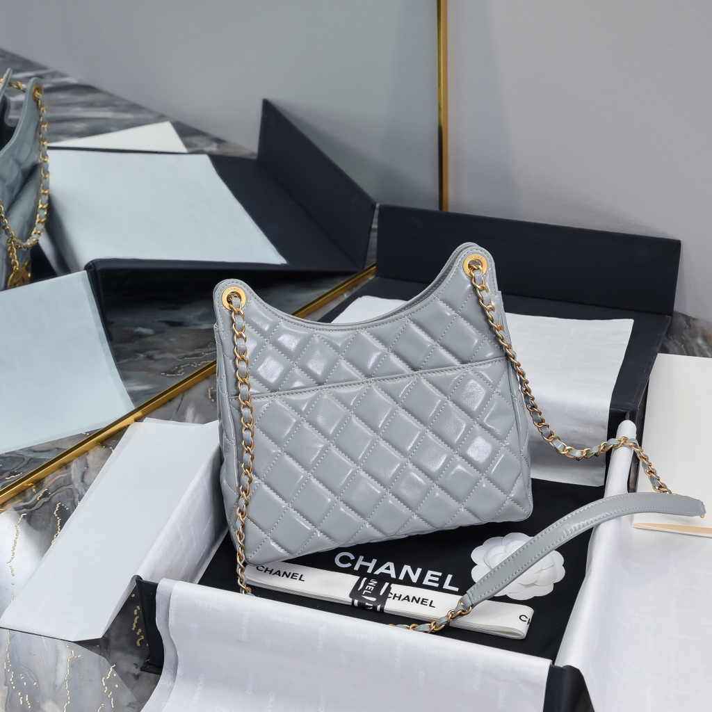 Chanel hobo handbag as4322, Lambskin gray