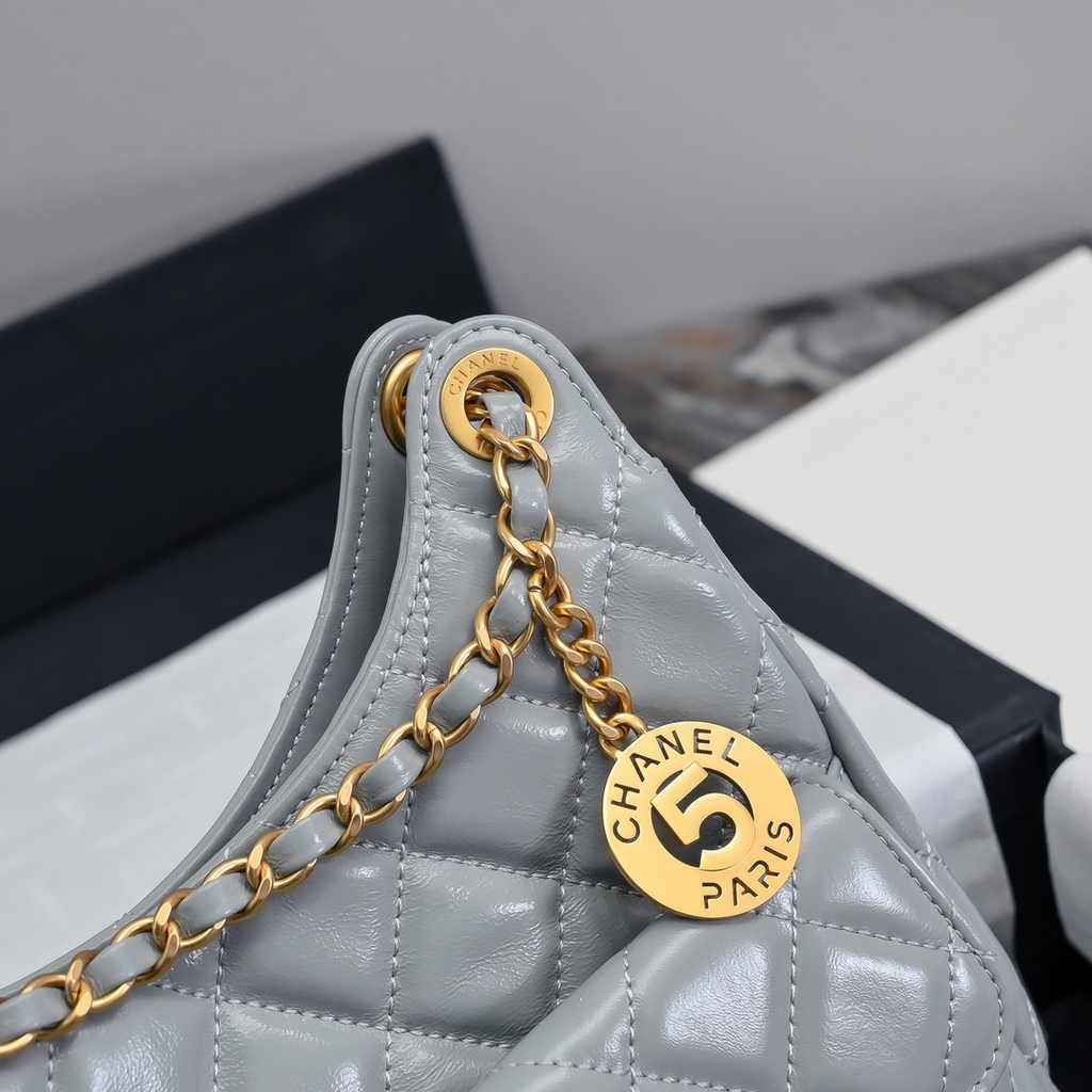 Chanel hobo handbag as4322, Lambskin gray