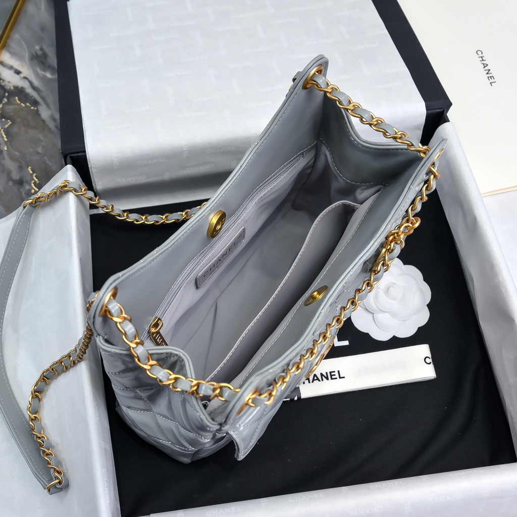 Chanel hobo handbag as4322, Lambskin gray