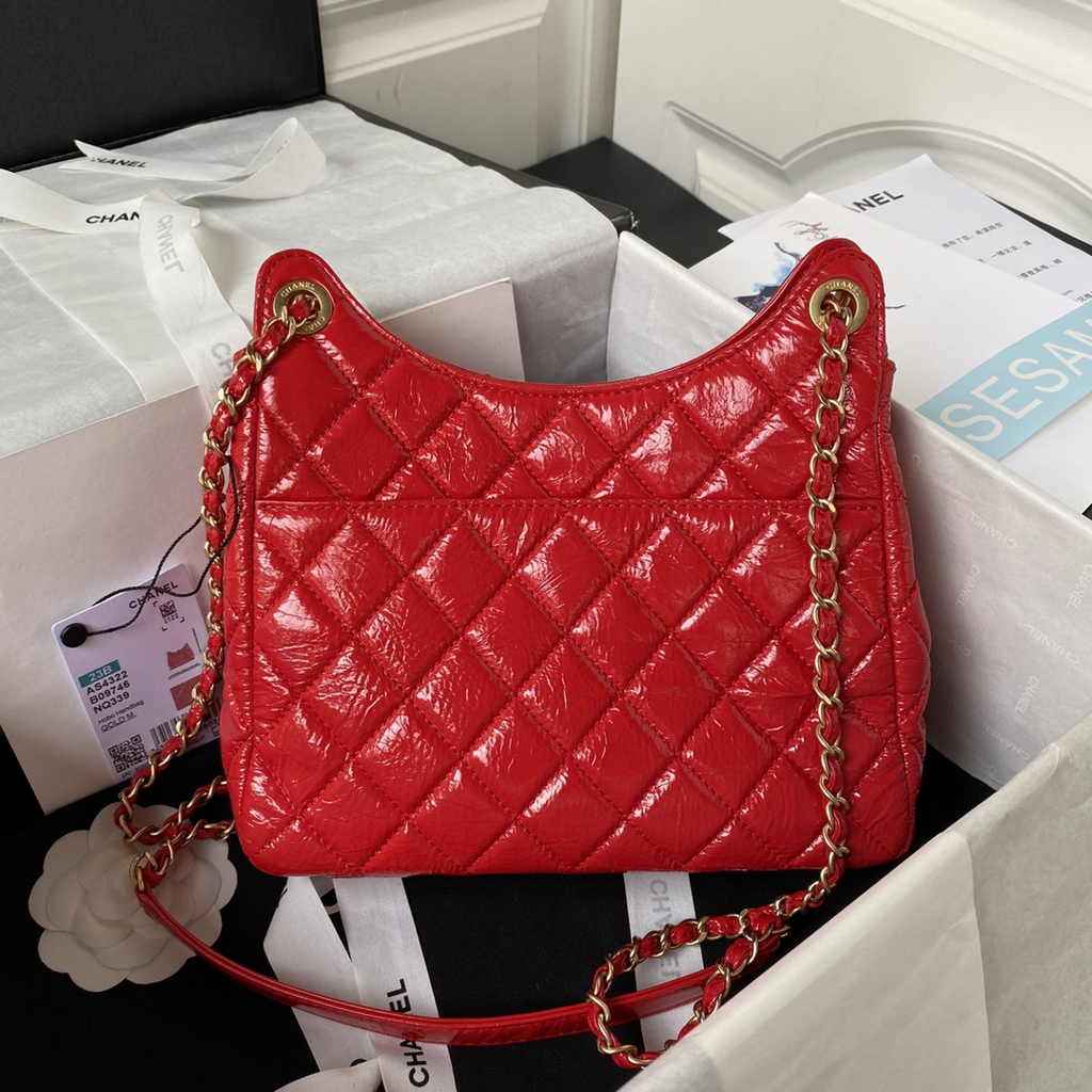 Chanel hobo handbag as4322, Calfskin red
