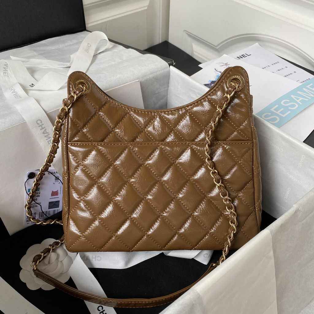 Chanel hobo handbag as4322, Calfskin brown