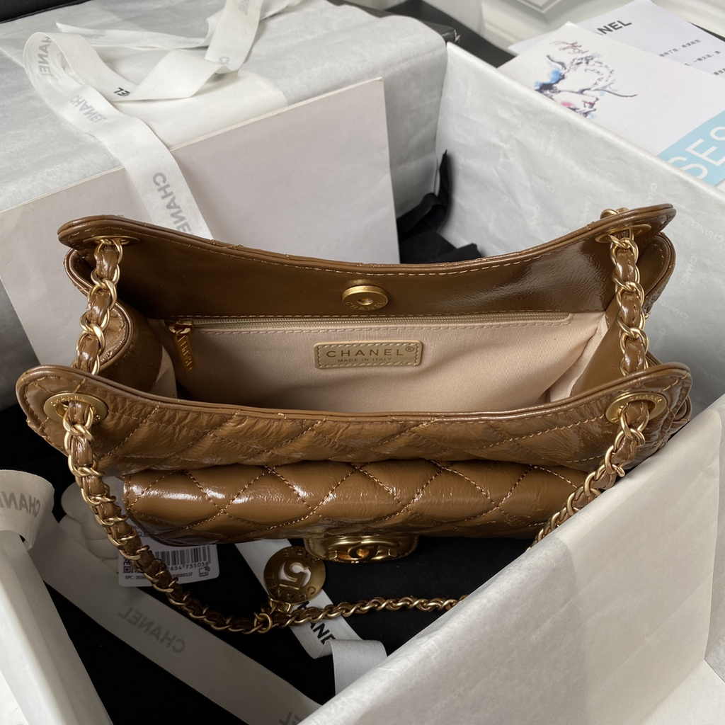 Chanel hobo handbag as4322, Calfskin brown