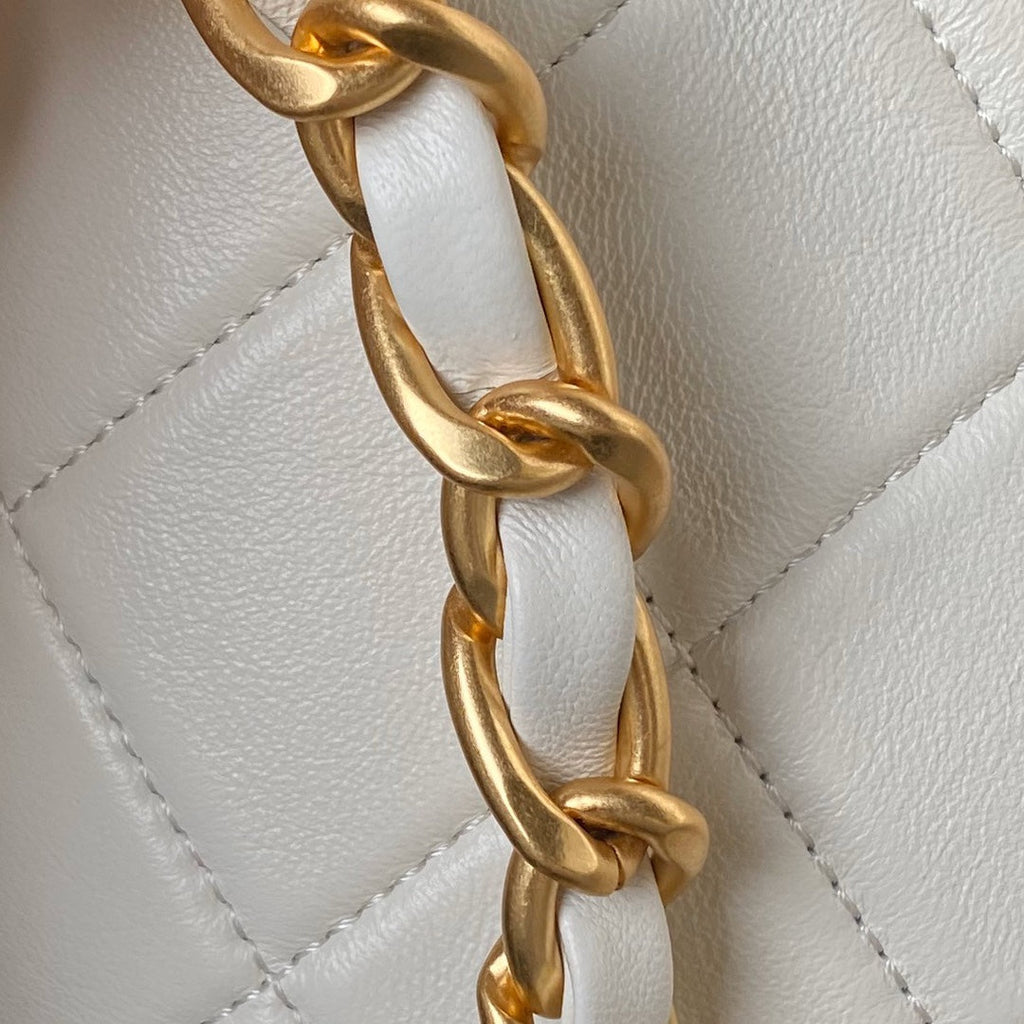 Chanel Hobo HandBag AS4443 Shiny Lambskin White