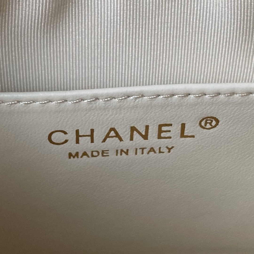 Chanel Hobo HandBag AS4443 Shiny Lambskin White