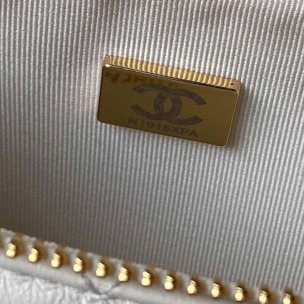 Chanel Hobo HandBag AS4443 Shiny Lambskin White
