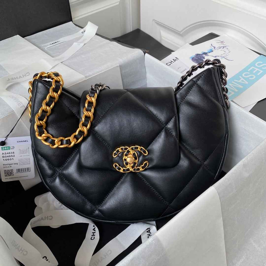 Chanel Hobo HandBag AS4638 Lambskin Black