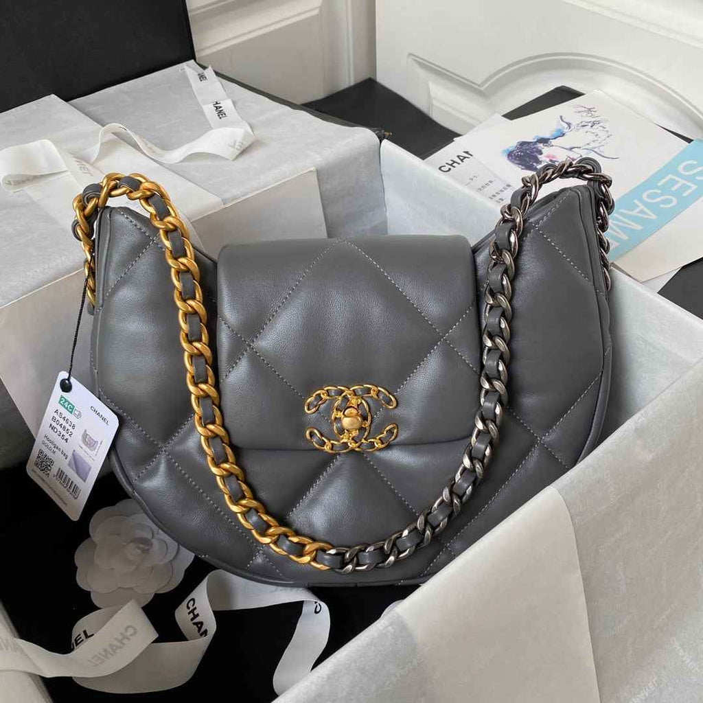 Chanel Hobo HandBag AS4638 Lambskin Gray