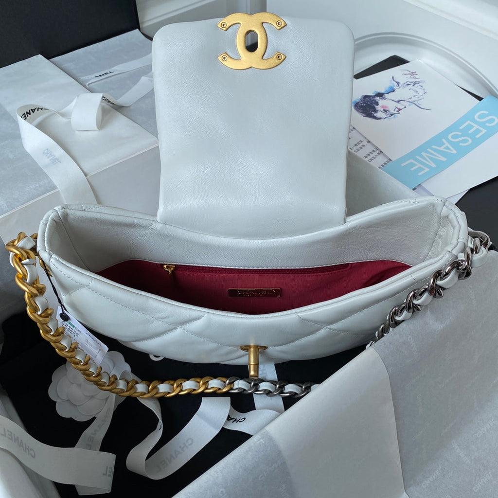 Chanel Hobo HandBag AS4638 Lambskin White