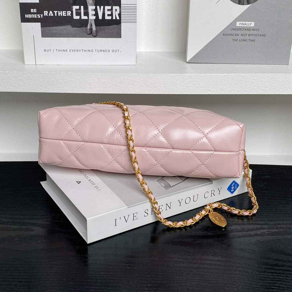 Chanel Hobo handbag, Metallic calfskin, AS5528 pink