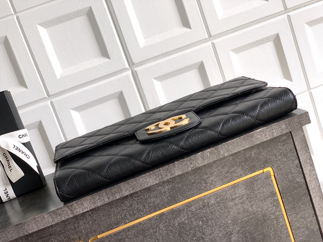 Chanel Large clutch,  Shiny crumpled calfskin, AP4944 black