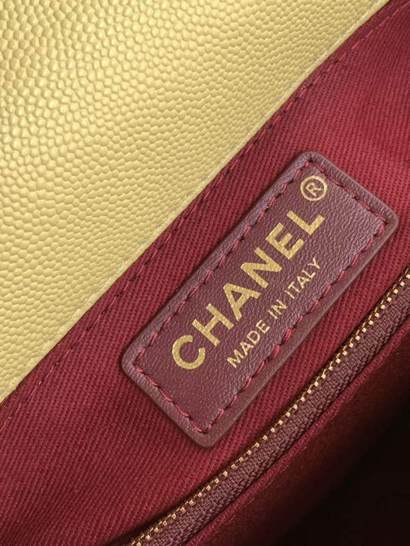 Chanel Large Flap bag with top handle A92991, Yellow Red calfskin