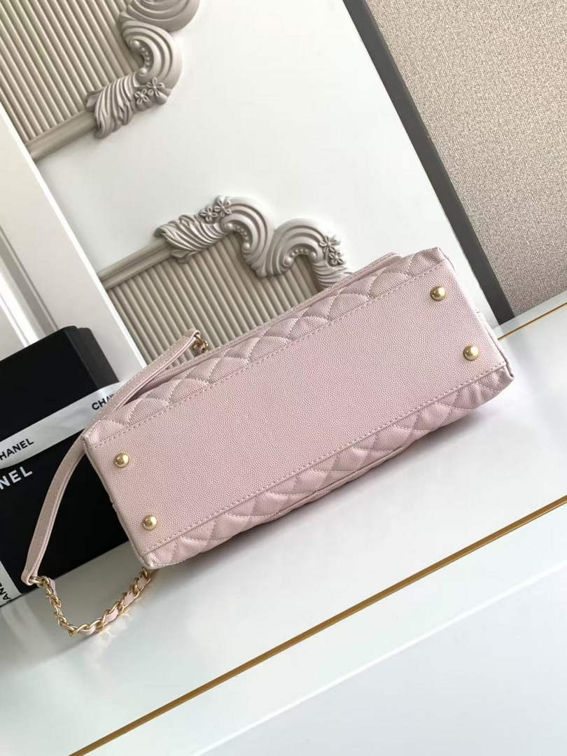 Chanel Large Flap bag with top handle A92991, Pink Red calfskin
