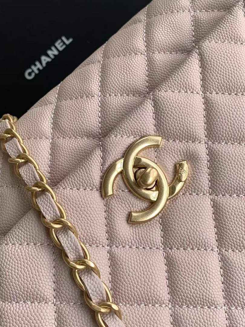 Chanel Large Flap bag with top handle A92991, Pink calfskin