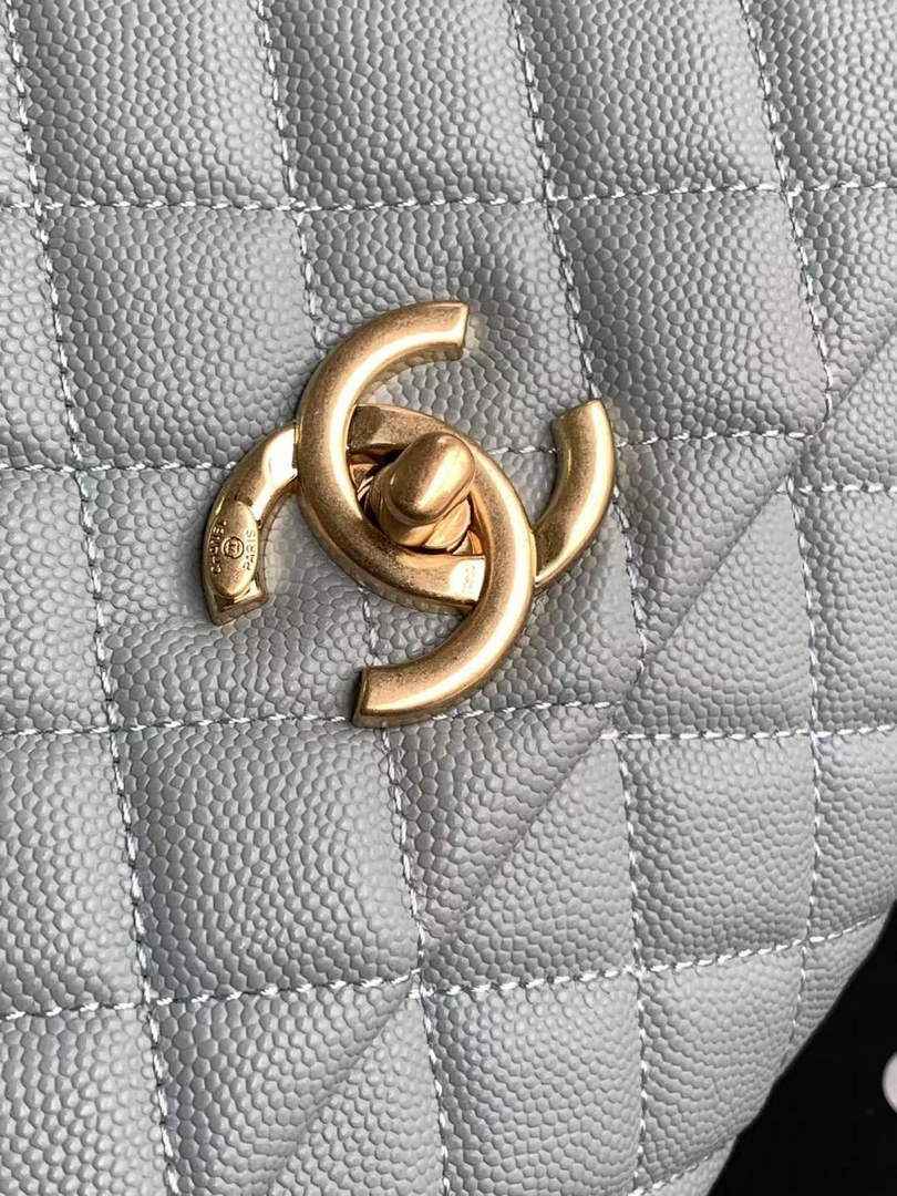 Chanel Large Flap bag with top handle A92991, Blue Red calfskin