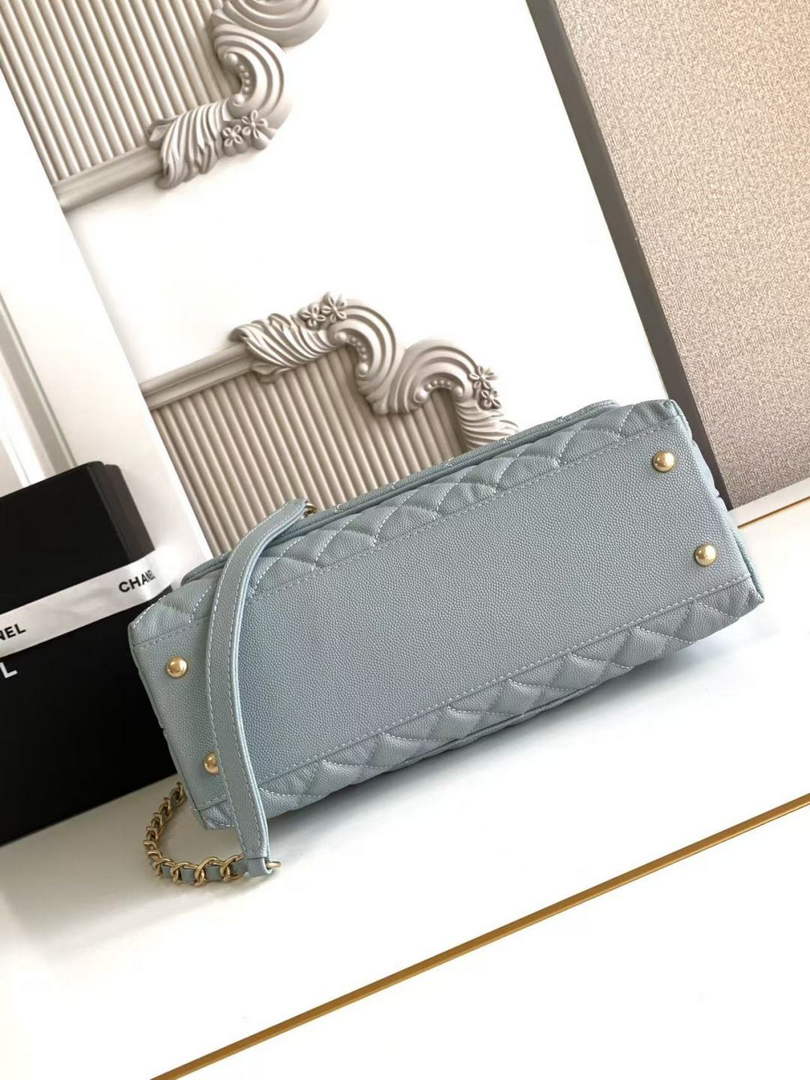 Chanel Large Flap bag with top handle A92991, Blue Red calfskin