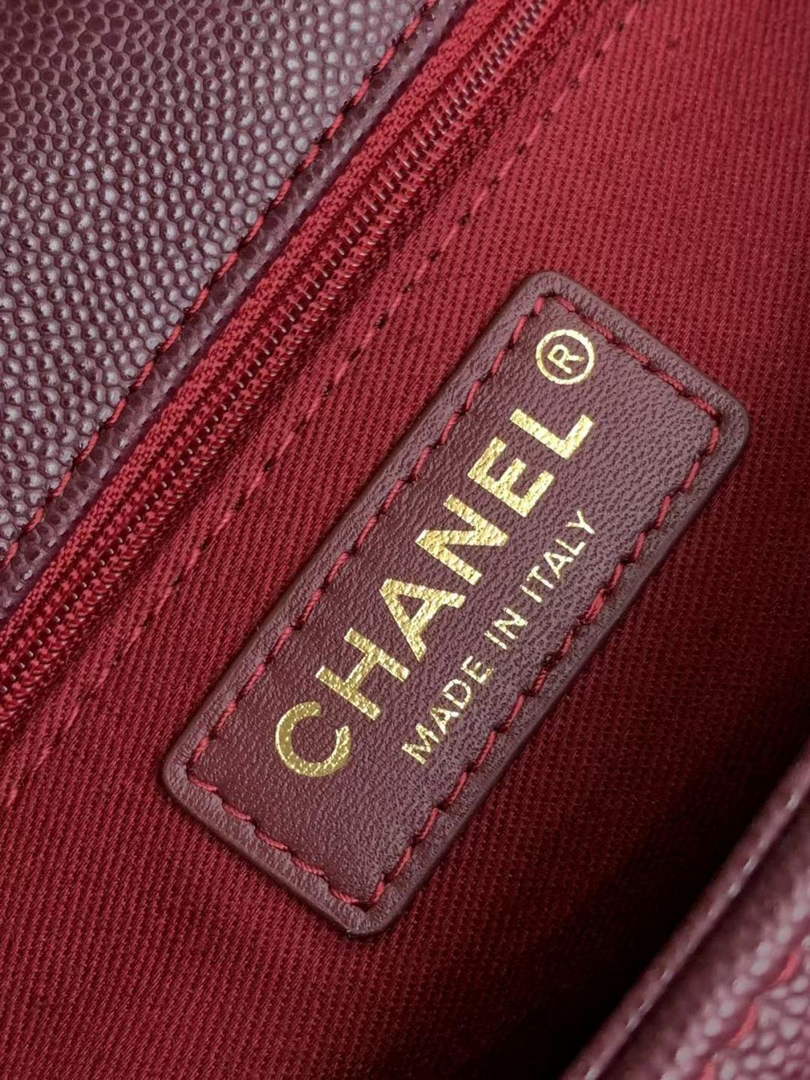 Chanel Large Flap bag with top handle A92991, Wine Red calfskin