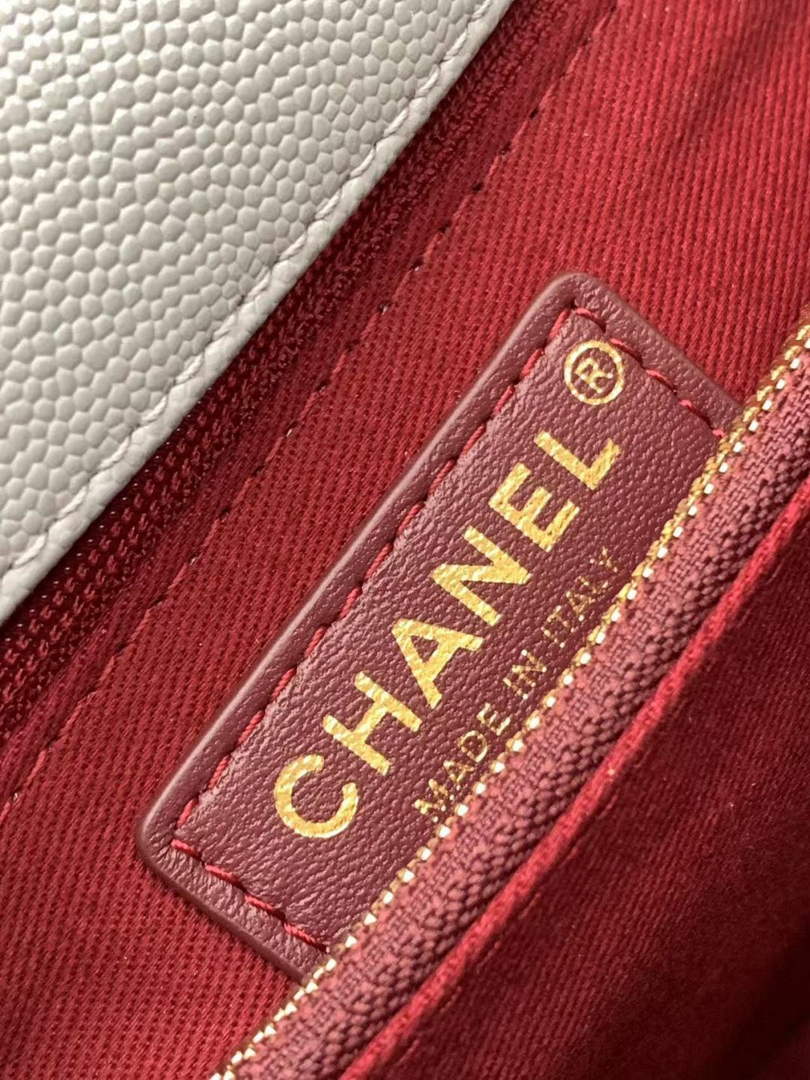 Chanel Large Flap bag with top handle A92991, Gray calfskin