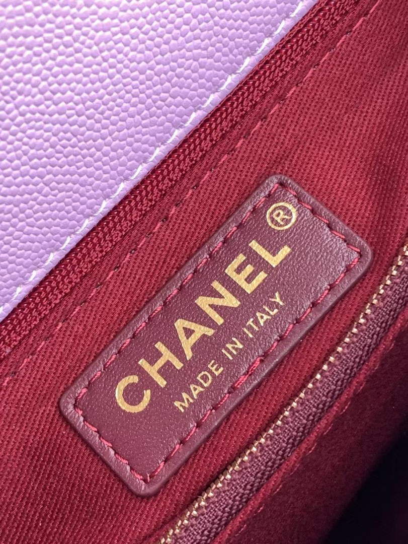 Chanel Large Flap bag with top handle A92991, Purple calfskin