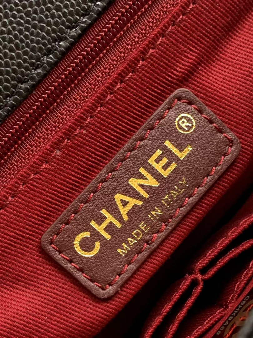 Chanel Large Flap bag with top handle A92991, Black Red calfskin