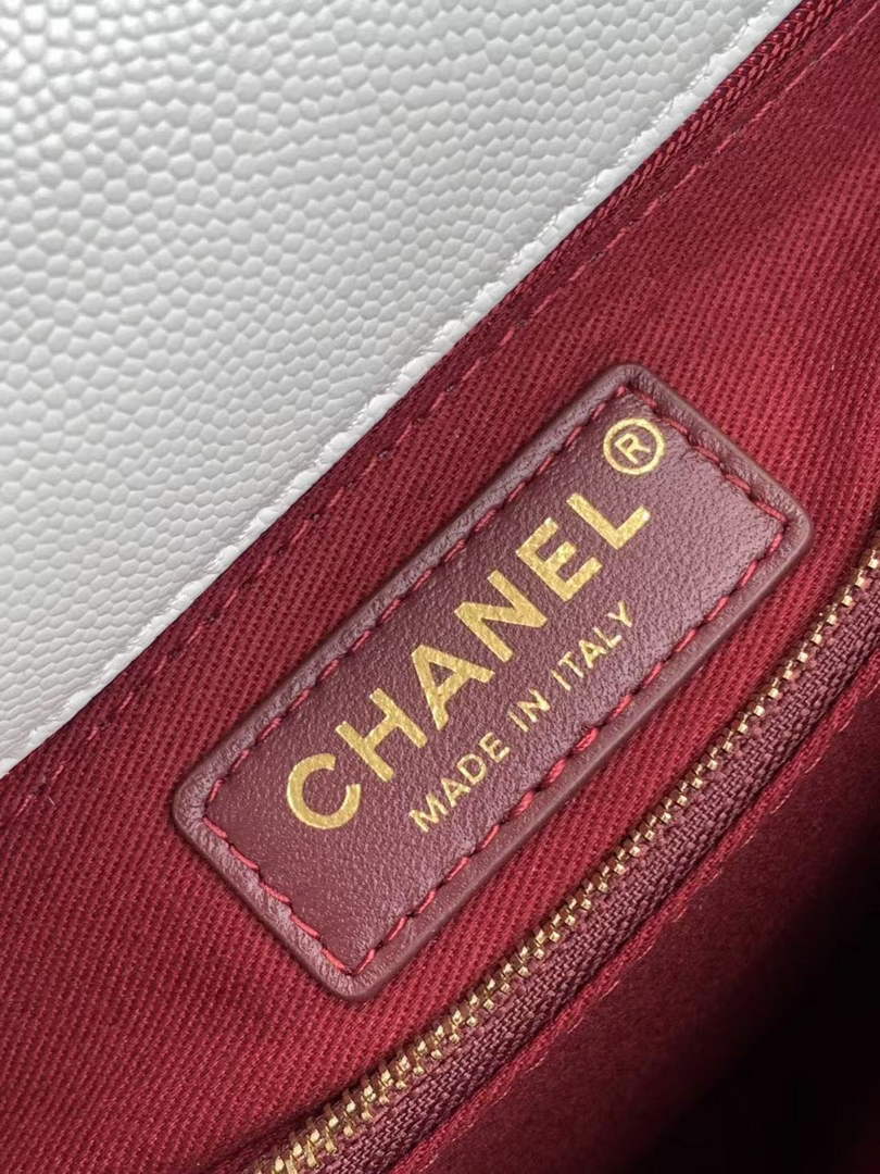 Chanel Large Flap bag with top handle A92991, White calfskin