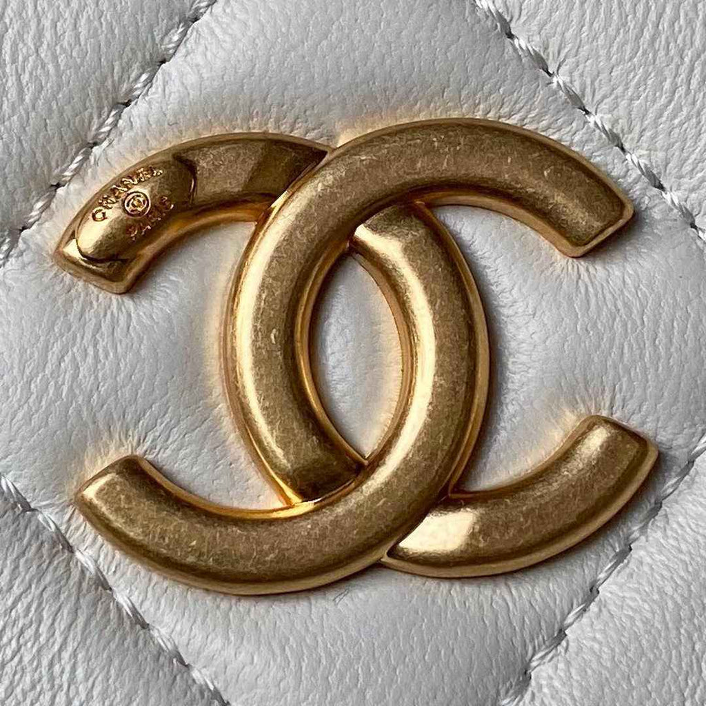 Chanel Large Hobo Bag AS4450 Shiny Lambskin White