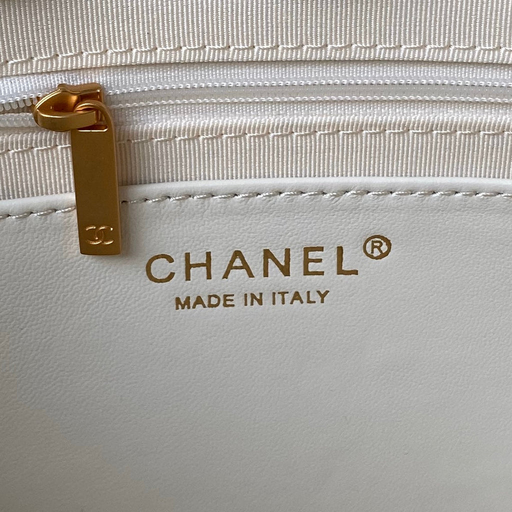 Chanel Large Hobo Bag AS4450 Shiny Lambskin White