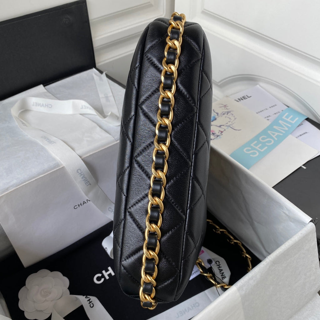 Chanel Large Hobo Bag AS4450 Shiny Lambskin Black