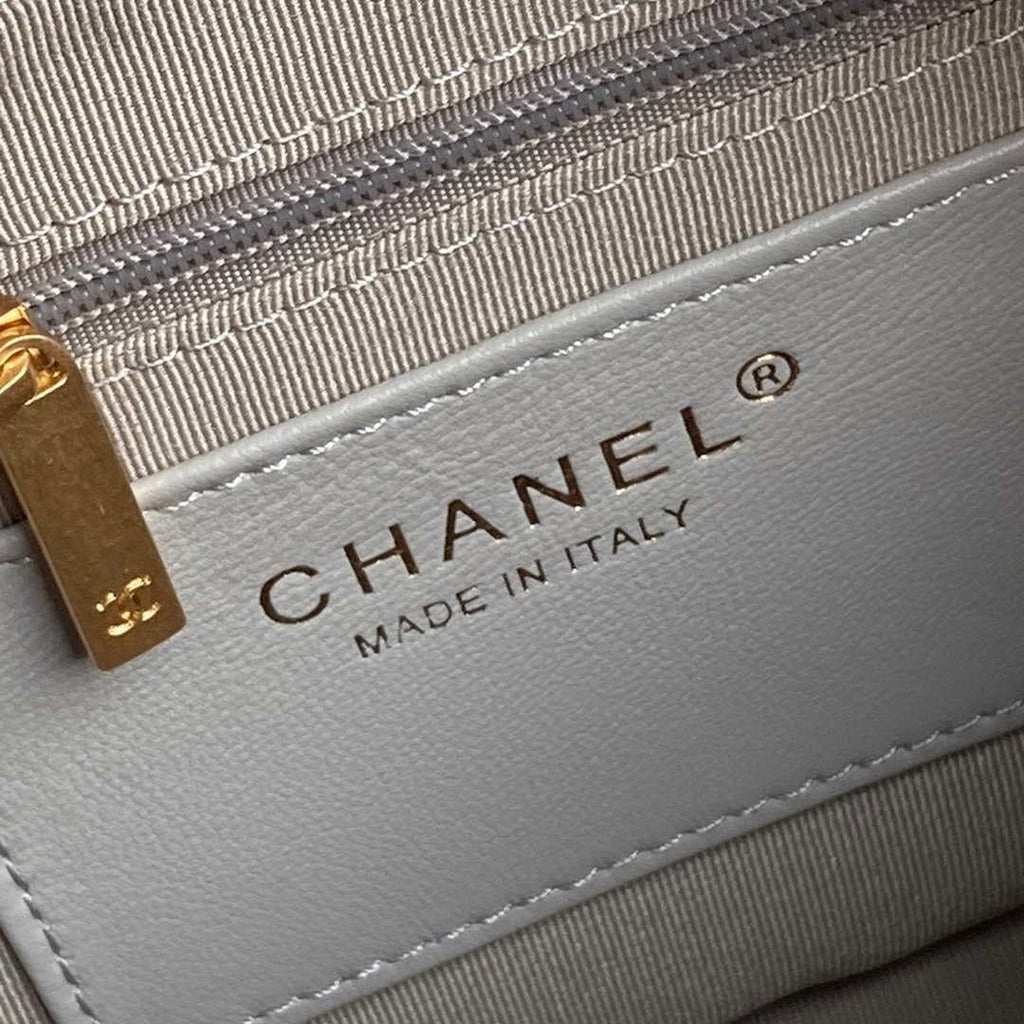 Chanel large hobo bag, Shiny lambskin AS5339 gray