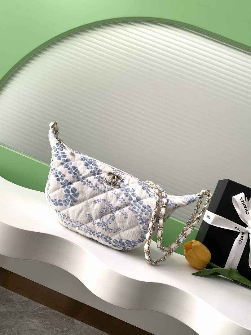 Chanel Large Hobo Bag - Light Blue Printed Denim AS5431 - Default Title - View 1