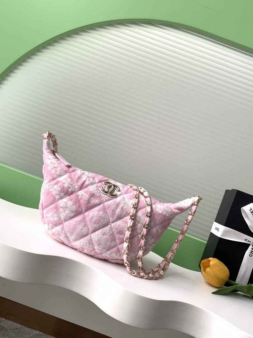 Chanel Large Hobo Bag - Light Pink Printed Denim AS5431 - Default Title - View 1