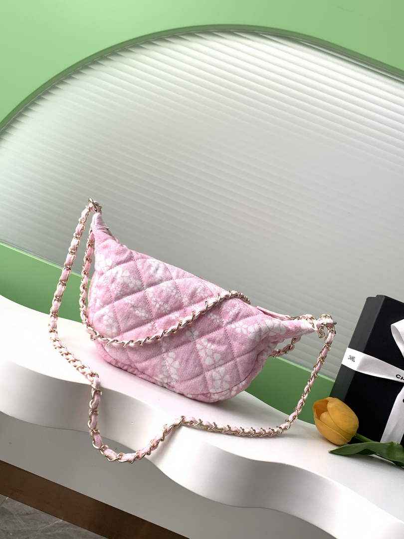 Chanel Large Hobo Bag - Light Pink Printed Denim AS5431 - Default Title - View 3