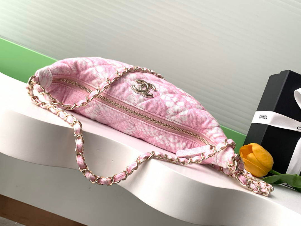 Chanel Large Hobo Bag - Light Pink Printed Denim AS5431 - Default Title - View 6