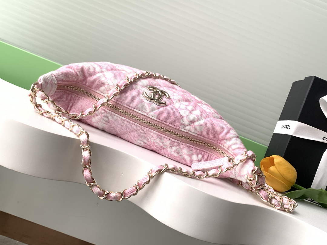 Chanel Large Hobo Bag - Light Pink Printed Denim AS5431 - Default Title - View 6