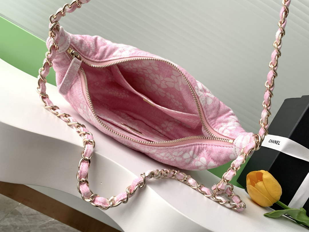 Chanel Large Hobo Bag - Light Pink Printed Denim AS5431 - Default Title - View 7