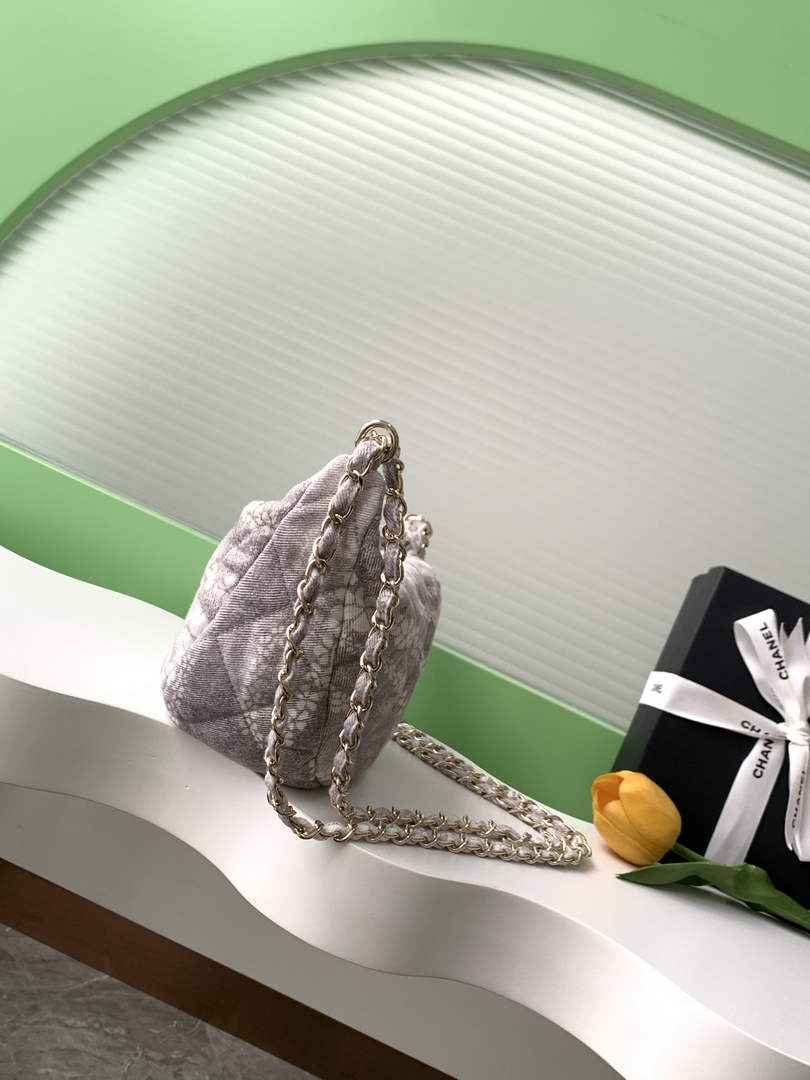 Chanel Large Hobo Bag - Light Gray Printed Denim AS5431 - Default Title - View 3