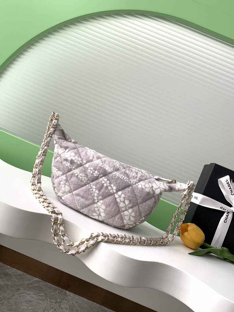 Chanel Large Hobo Bag - Light Gray Printed Denim AS5431 - Default Title - View 2