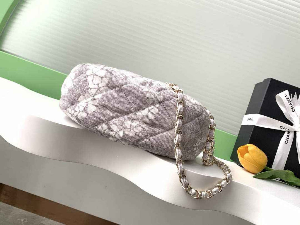 Chanel Large Hobo Bag - Light Gray Printed Denim AS5431 - Default Title - View 4