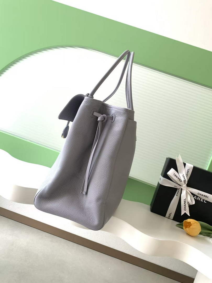 Chanel Large Shopping Tote Bag, AS6289 Gray Grained Calfskin