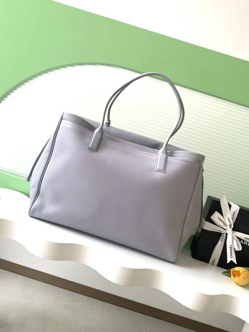 Chanel Large Shopping Tote Bag, AS6289 Gray Grained Calfskin