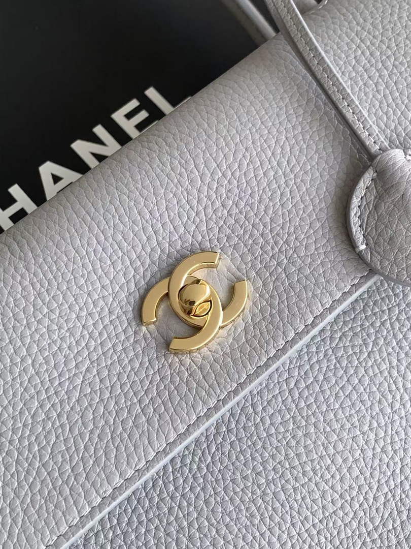 Chanel Large Shopping Tote Bag, AS6289 Gray Grained Calfskin