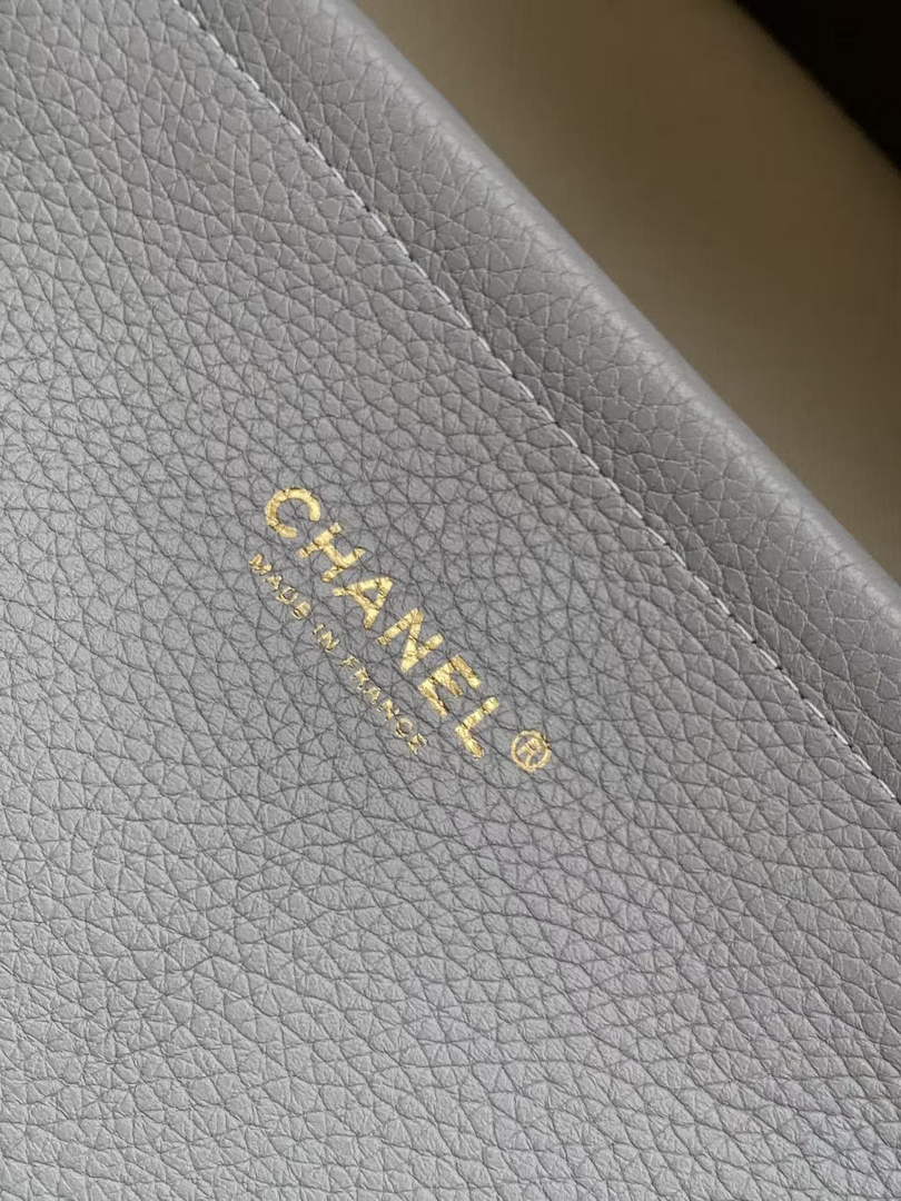 Chanel Large Shopping Tote Bag, AS6289 Gray Grained Calfskin