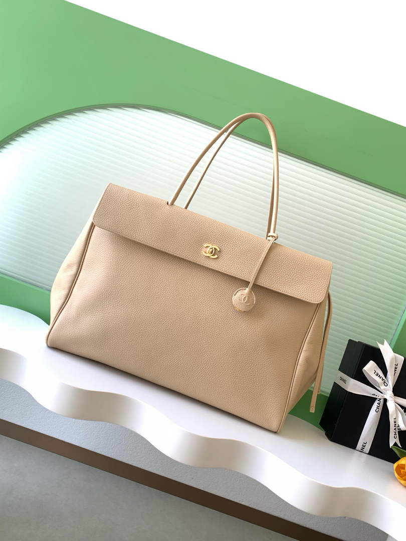 Chanel Large Shopping Tote Bag, AS6289 Apricot Grained Calfskin