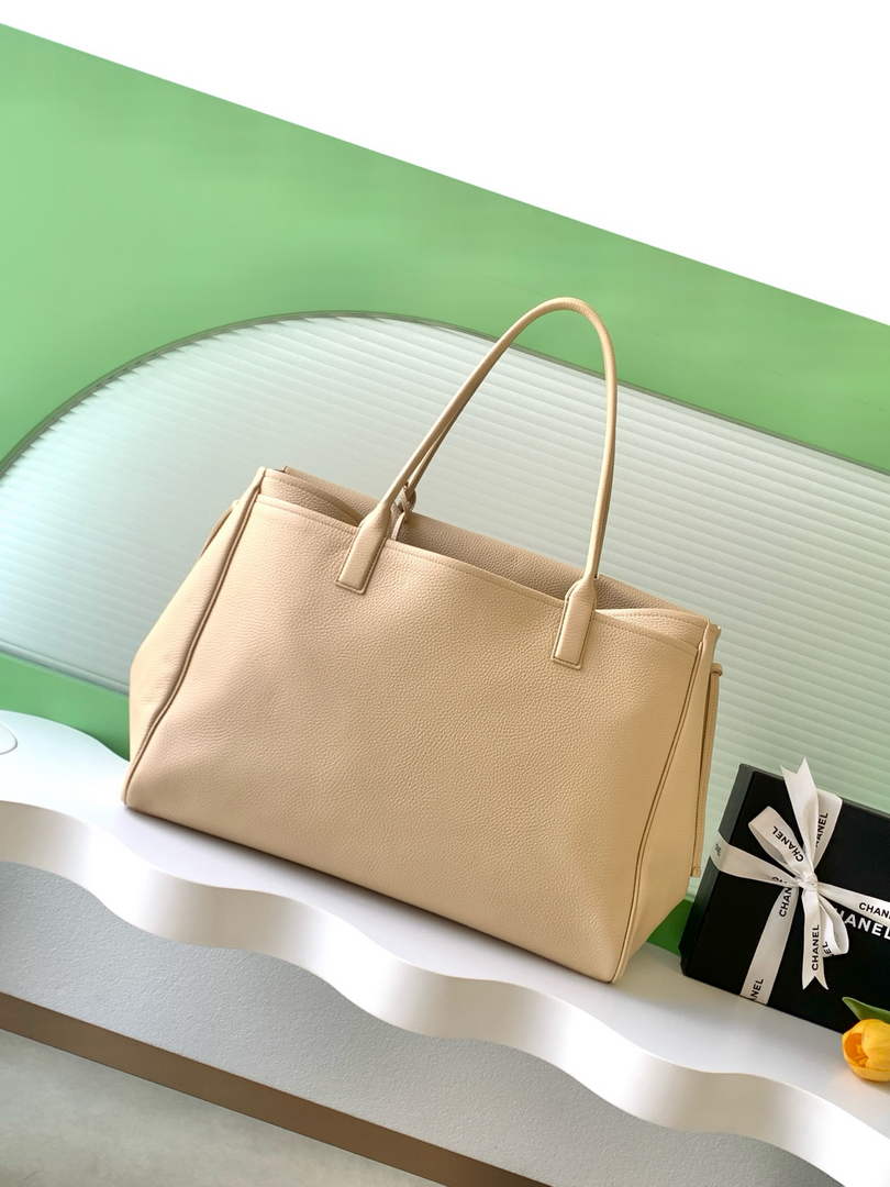 Chanel Large Shopping Tote Bag, AS6289 Apricot Grained Calfskin