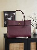 Chanel Large Shopping Tote Bag, AS6289 Dark Burgundy Grained Calfskin