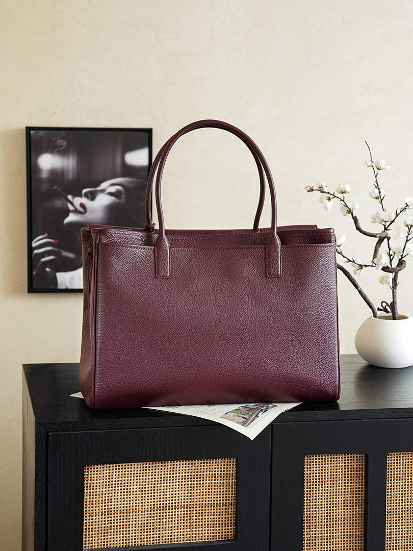 Chanel Large Shopping Tote Bag, AS6289 Dark Burgundy Grained Calfskin